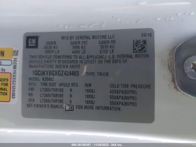 Chevrolet Silverado 3500hd Wt 2016 1GC0KYEGXGZ424483 Image 9
