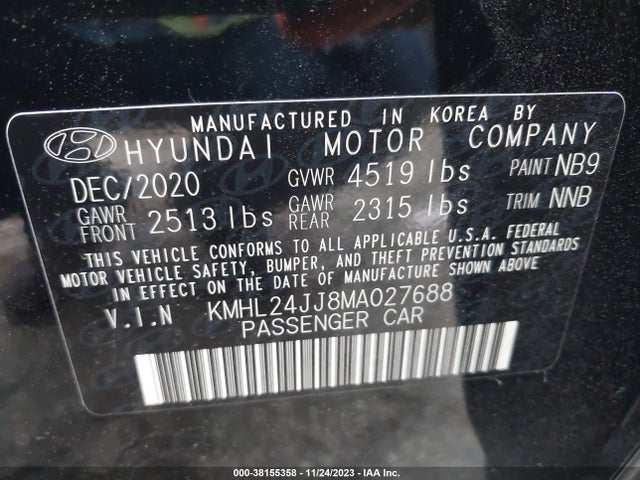 Hyundai Sonata Blue 2021 KMHL24JJ8MA027688 Image 9