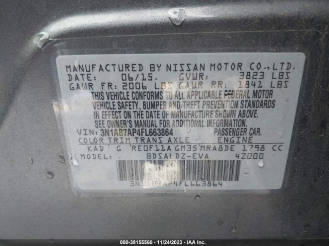 3N1AB7AP4FL663864 Nissan Sentra Fe+ S/sv/s/sr/sl