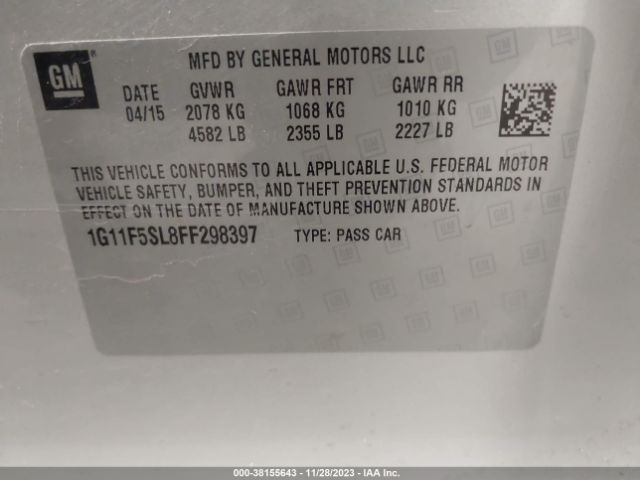 1G11F5SL8FF298397 Chevrolet Malibu 1lz