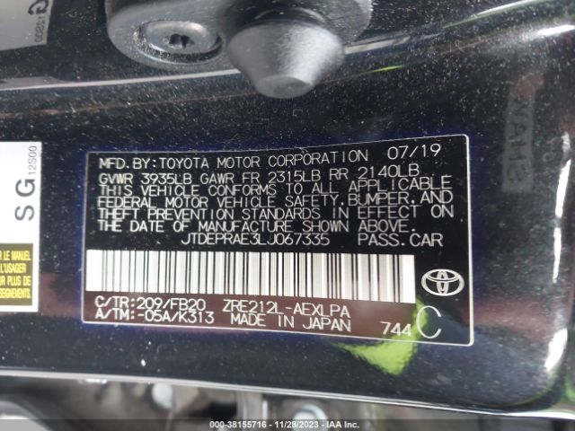 2020 TOYOTA COROLLA JTDEPRAE3LJ067335 Photo 8