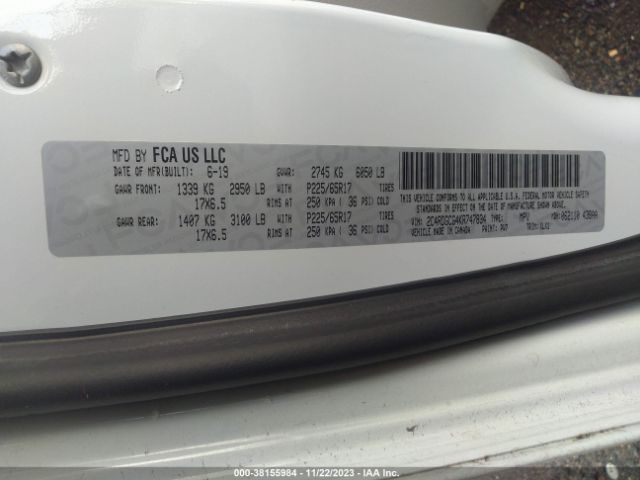 2C4RDGCG4KR747834 Dodge Grand Caravan Sxt