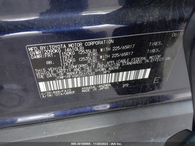 2019 TOYOTA RAV4 JTMP1RFV6KD031543 Photo 8