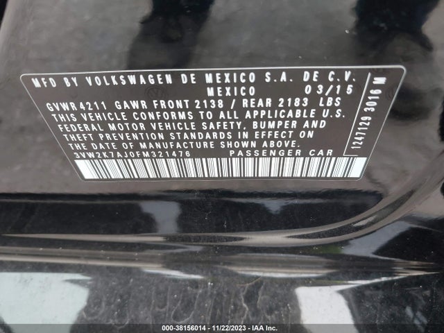 3VW2K7AJ0FM321476 Volkswagen Jetta Sedan 2.0l S W/technology