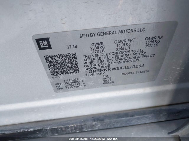 Chevrolet Traverse Premier 2019 1GNERKKW5KJ210154 Image 9