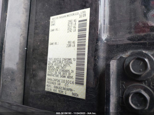 2010 NISSAN ALTIMA 2.5 S VIN: 1N4AL2AP1AC103016
