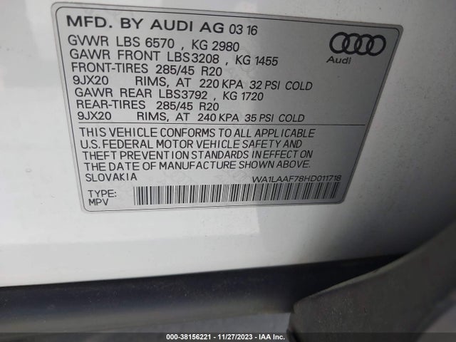 Audi Q7 3.0t Premium 2017 WA1LAAF78HD011718 Image 9