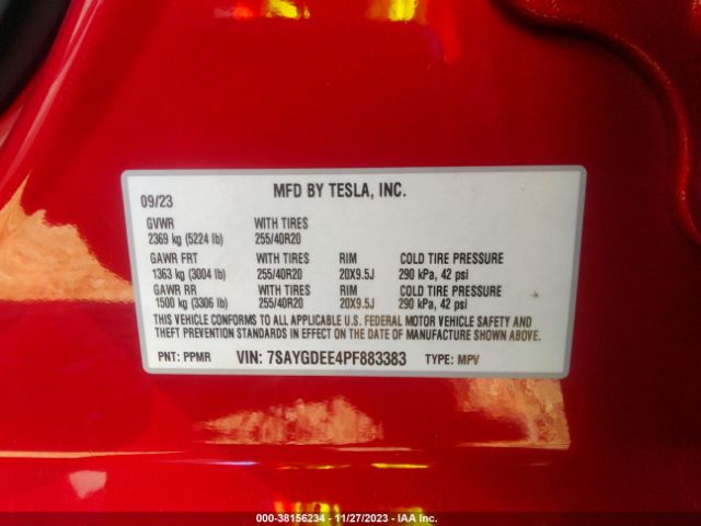7SAYGDEE4PF883383 Tesla Model Y Awd/long Range Dual Motor All-wheel Drive