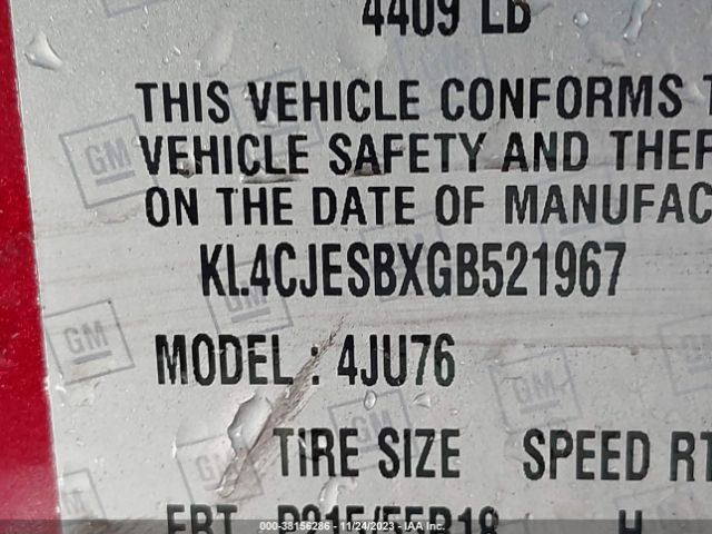 KL4CJESBXGB521967 Buick Encore