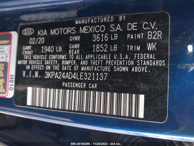 2020 KIA RIO S VIN: 3KPA24AD4LE321137
