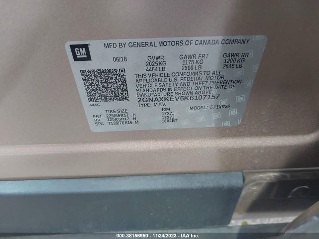 Chevrolet EQUINOX LT 2019 2GNAXKEV5K6107157 Image 9