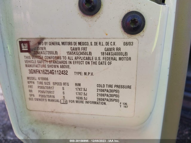 2004 CHEVROLET SUBURBAN 3GNFK16Z54G112432 Photo 8