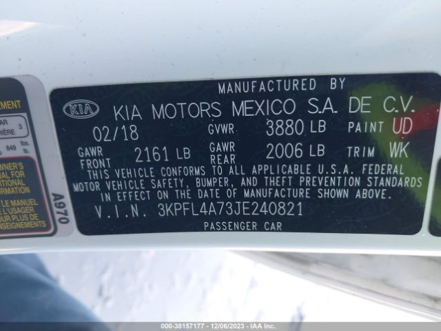 3KPFL4A73JE240821 KIA FORTE S