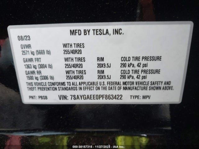 2023 TESLA MODEL Y 7SAYGAEE0PF863422 Photo 8