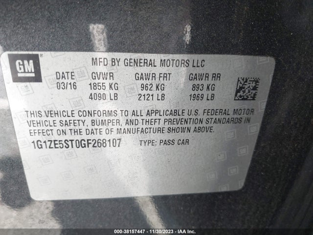 Chevrolet MALIBU 1LT 2016 1G1ZE5ST0GF268107 Image 9