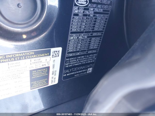 SALYT2EX8NA334752 Land Rover Range Rover Velar P250 R-dynamic S