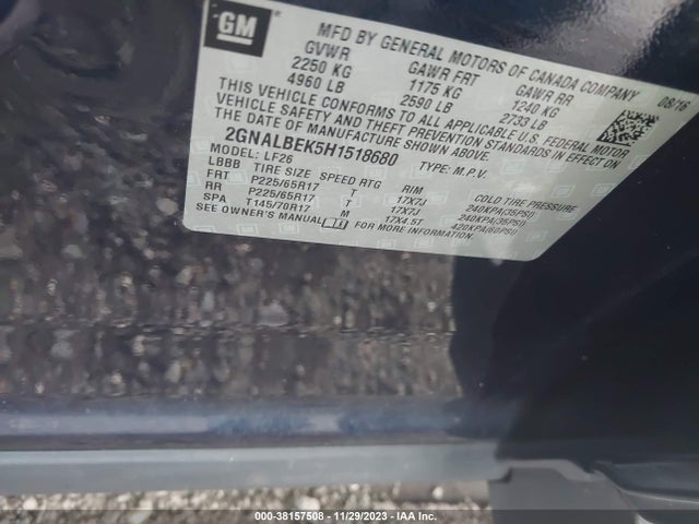 Chevrolet EQUINOX LS 2017 2GNALBEK5H1518680 Image 9