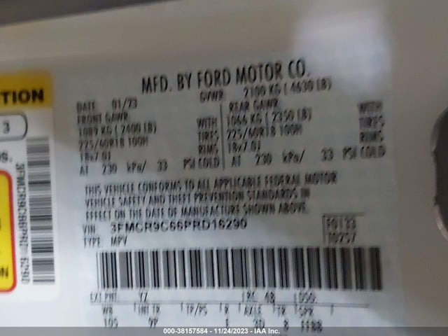 2023 FORD BRONCO SPORT OUTER BANKS VIN: 3FMCR9C66PRD16290