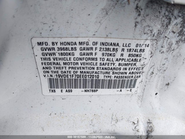 Acura Ilx 2.0l 2014 19VDE1F70EE012010 Image 9