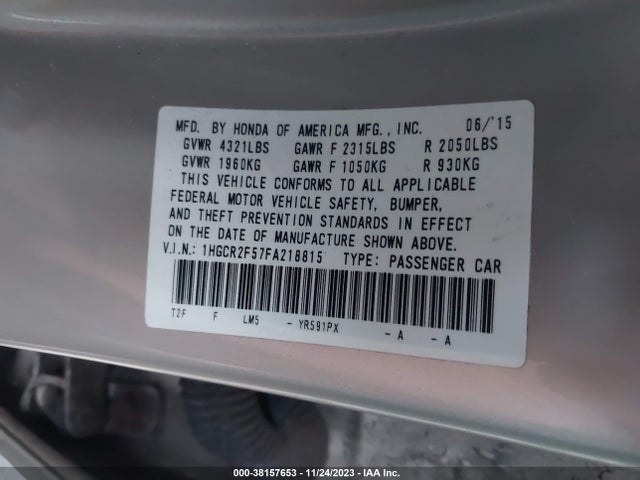 Honda Accord Sport 2015 1HGCR2F57FA218815 Image 9