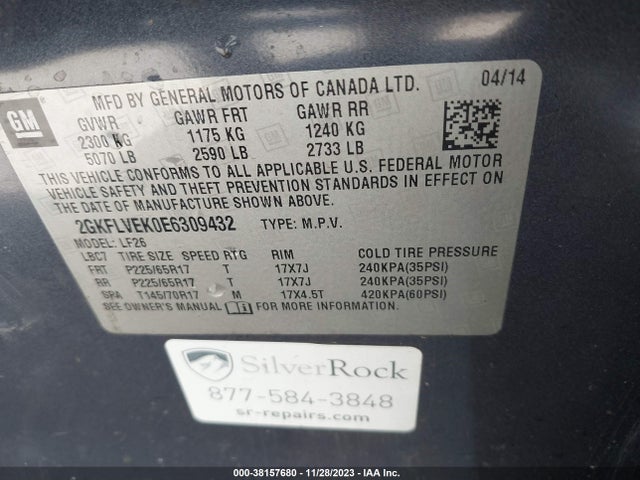 GMC Terrain Sle-1 2014 2GKFLVEK0E6309432 Image 9