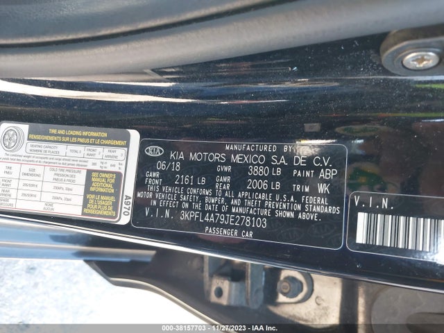 2018 KIA FORTE S VIN: 3KPFL4A79JE278103