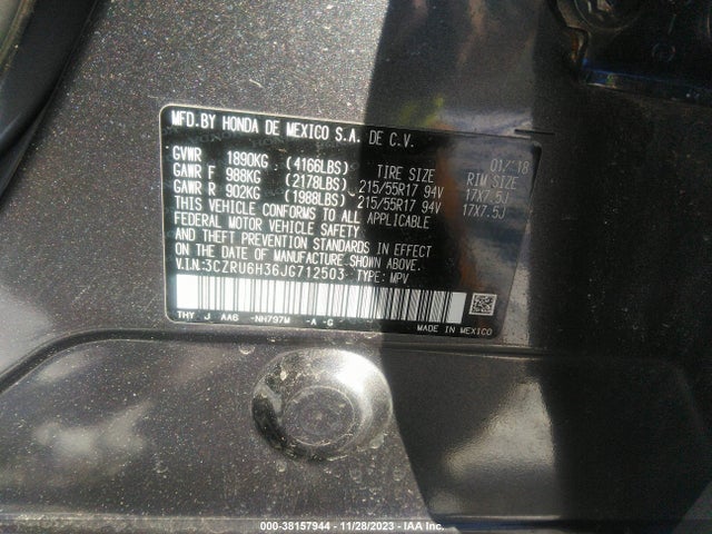 Honda HR-V LX 2018 3CZRU6H36JG712503 Image 9