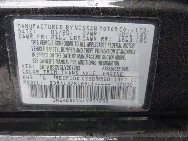 Nissan Sentra Sv Xtronic Cvt 2020 3N1AB8CV6LY207283 Image 9