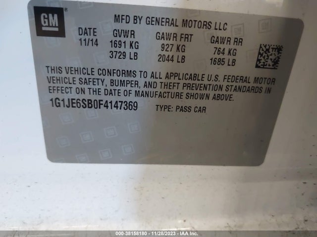 Chevrolet Sonic Ltz Auto 2015 1G1JE6SB0F4147369 Image 9