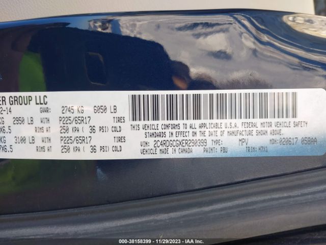 2C4RDGCGXER290399 Dodge Grand Caravan Sxt