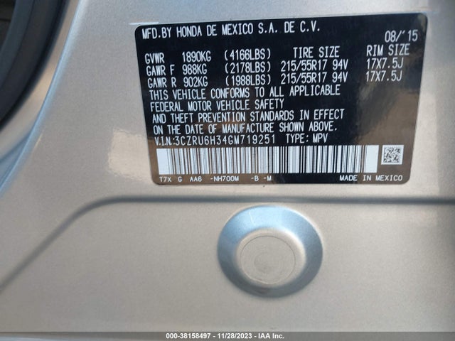 Honda HR-V LX 2016 3CZRU6H34GM719251 Image 9
