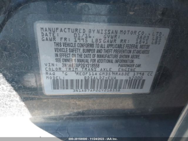 3N1AB7AP2GY218558 Nissan Sentra Fe+ S/sv/s/sr/sl