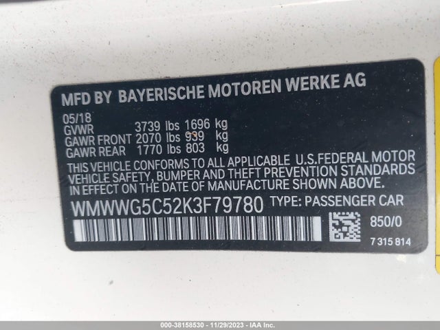 WMWWG5C52K3F79780 Mini COOPER CONVERTIBLE