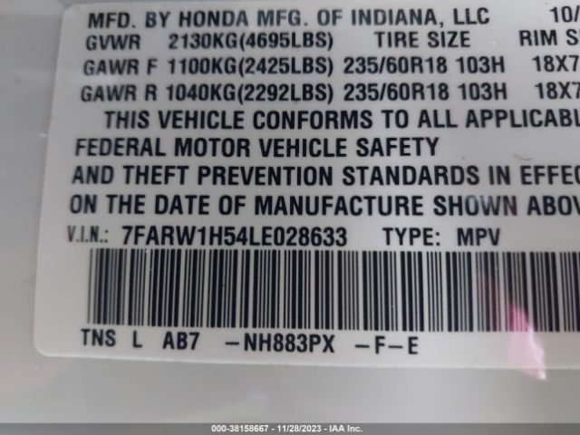 7FARW1H54LE028633 Honda Cr-v 2wd Ex