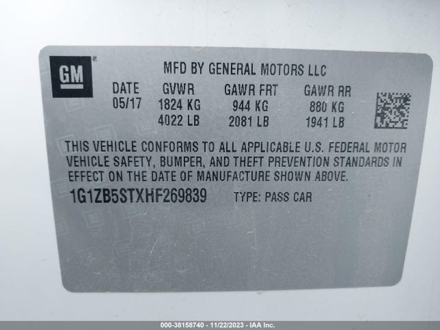 Chevrolet MALIBU LS 2017 1G1ZB5STXHF269839 Image 9