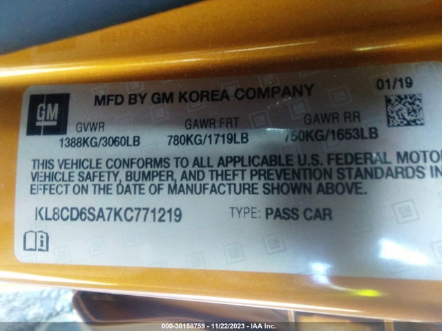 Chevrolet Spark 1lt Cvt 2019 KL8CD6SA7KC771219 Image 9