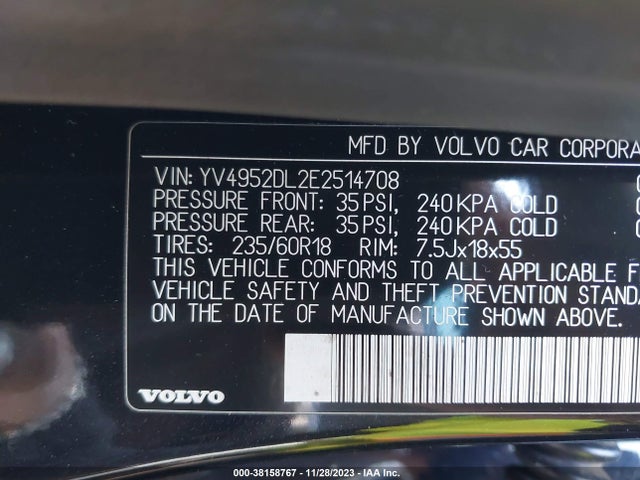 YV4952DL2E2514708 Volvo Xc60 3.2/3.2 Platinum/3.2 Premier/3.2 Premier Plus