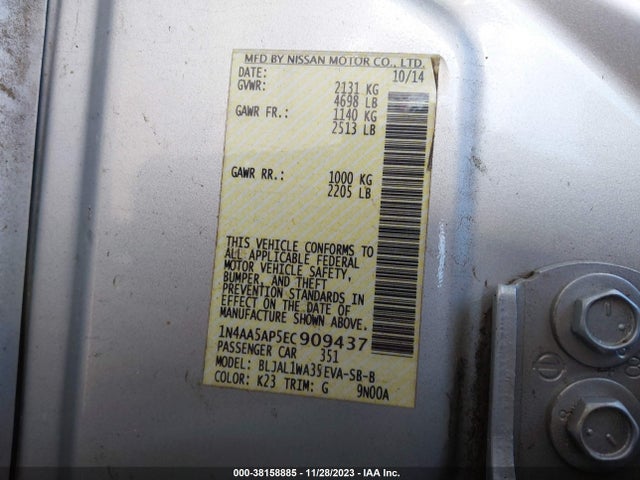 Nissan Maxima 3.5 Sv 2014 1N4AA5AP5EC909437 Image 9