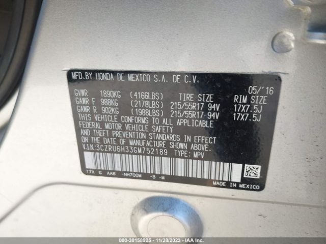 3CZRU6H33GM752189 Honda HR-V LX
