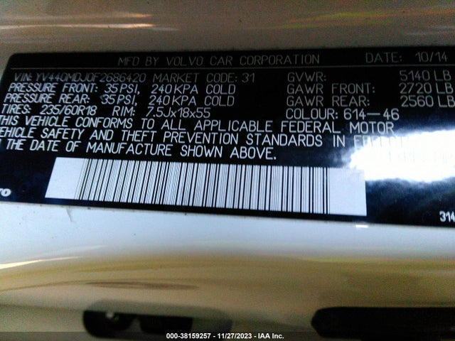 YV440MDJ0F2686420 Volvo Xc60 T5