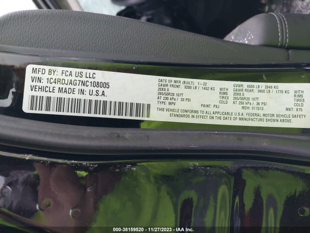 Dodge Durango Sxt Awd 2022 1C4RDJAG7NC108005 Image 9
