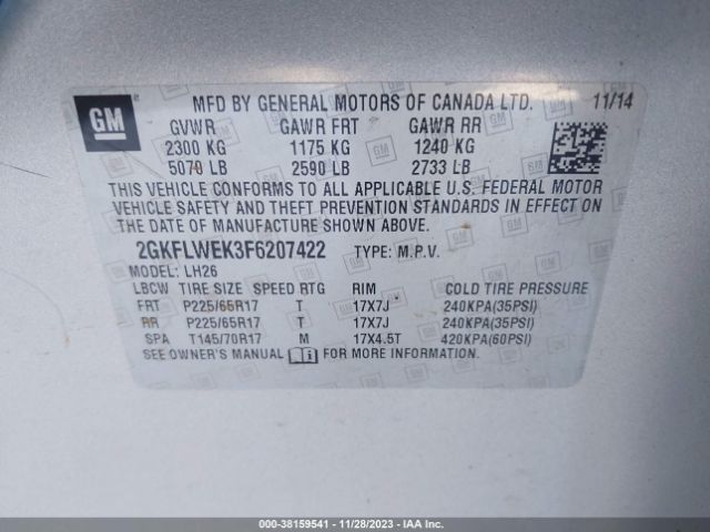 2GKFLWEK3F6207422 GMC Terrain Sle-2