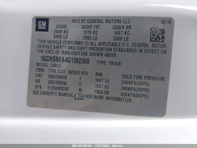 Chevrolet Colorado Wt 2016 1GCHSBEA4G1382368 Image 9