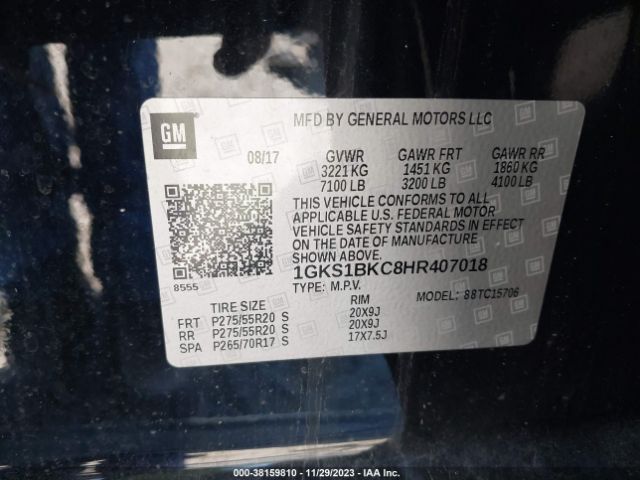 1GKS1BKC8HR407018 GMC YUKON SLT