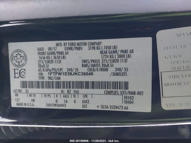 Ford F-150 Lariat 2018 1FTFW1E58JKC36646 Image 9