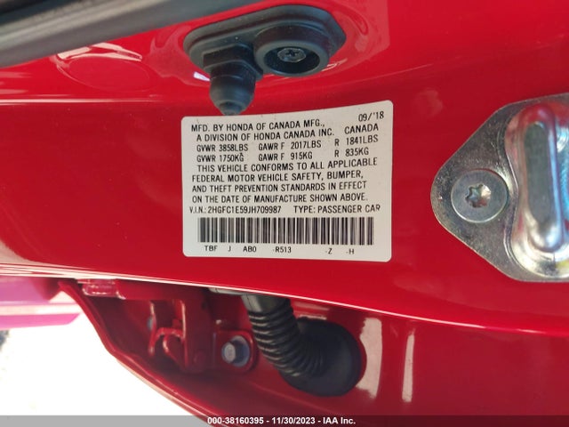 Honda CIVIC SI 2018 2HGFC1E59JH709987 Image 9