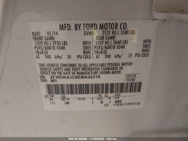 Ford EDGE SEL 2014 2FMDK4JC8EBA32319 Image 9