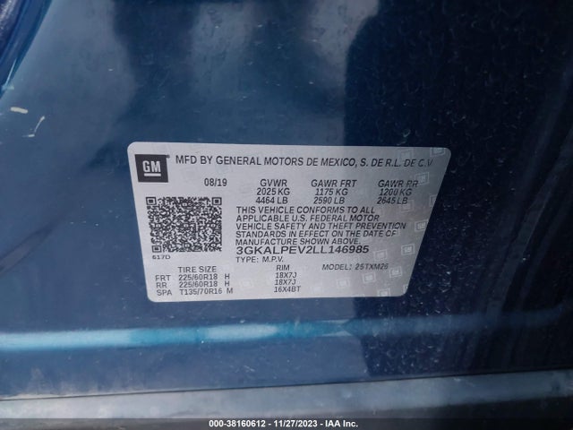 2020 GMC TERRAIN FWD SLT VIN: 3GKALPEV2LL146985