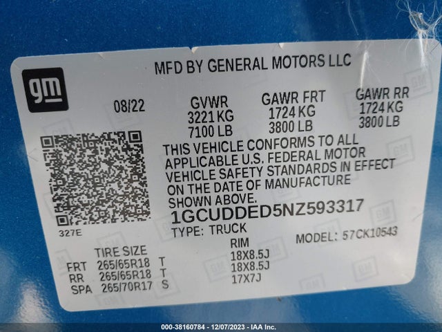 Chevrolet Silverado 1500 Lt 2022 1GCUDDED5NZ593317 Image 9