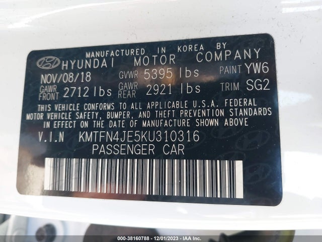 Genesis G80 3.8 2019 KMTFN4JE5KU310316 Image 9